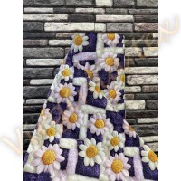 Material Satinat 5D pentru Lenjerii de Pat – Bumbac 100%, 240 cm Latime, 30 ml – Ideal pentru Constructia de Lenjerii de Pat si Decoruri Elegante - flori bleu